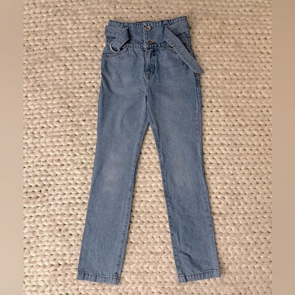 JONATHAN SIMKHAI High-Waisted Belted Straight Leg Blue Jeans. Size 24. Like New! - Picture 5 of 12